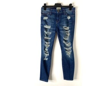 Current/Elliott The Stiletto Bennett Tattered Ripped Distressed Jeans